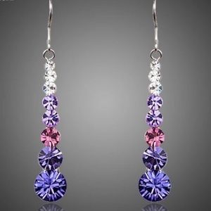 Purple Pink Round Stellux Austrian Crystal Drop